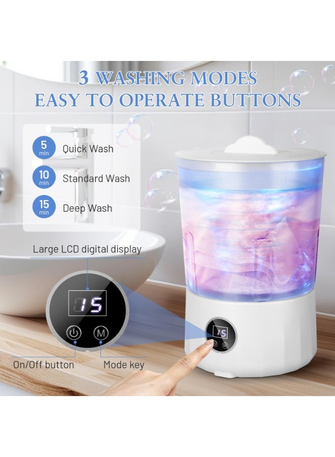 Arabest Washing Machine, Portable Rechargeable Mini Underwear Washing Machine with 1.5L Isolated Tub, Bionic Hand-Wash Technology, 3 Cleaning Modes, 3000mAh Battery for Travel, Camping & Dorm - Image 2